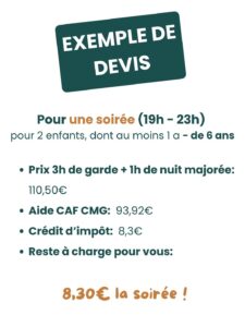 devis babysitting ponctuel soirée