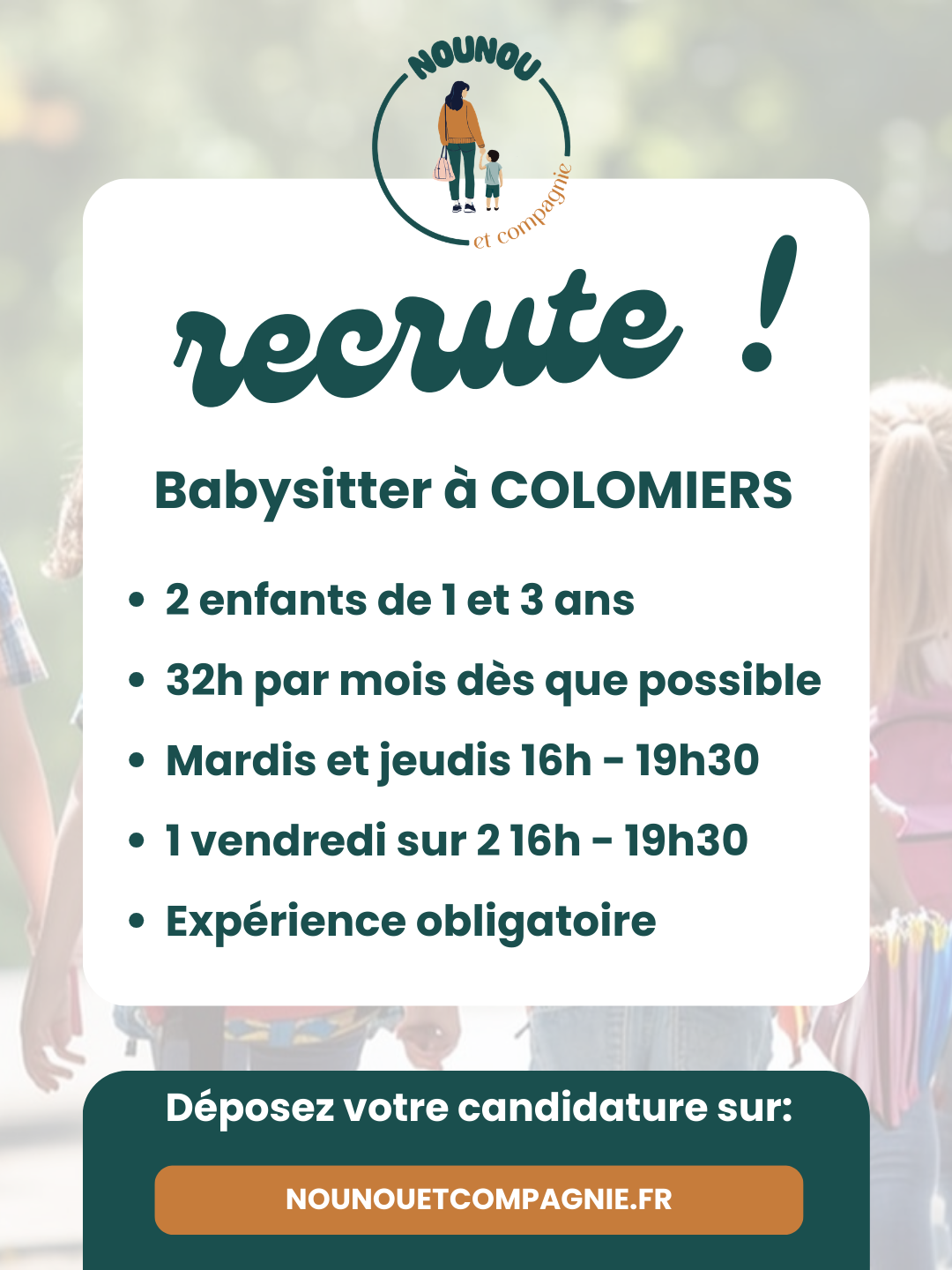 offre d'emploi nounou à domicile colomiers