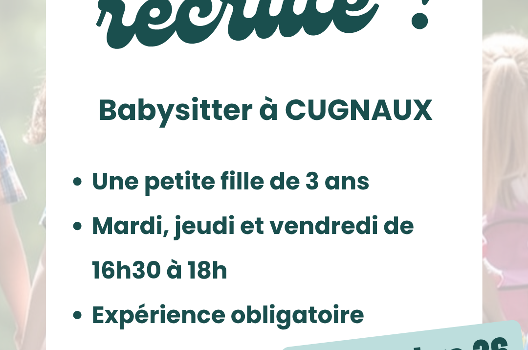 Offre babysitting- Cugnaux