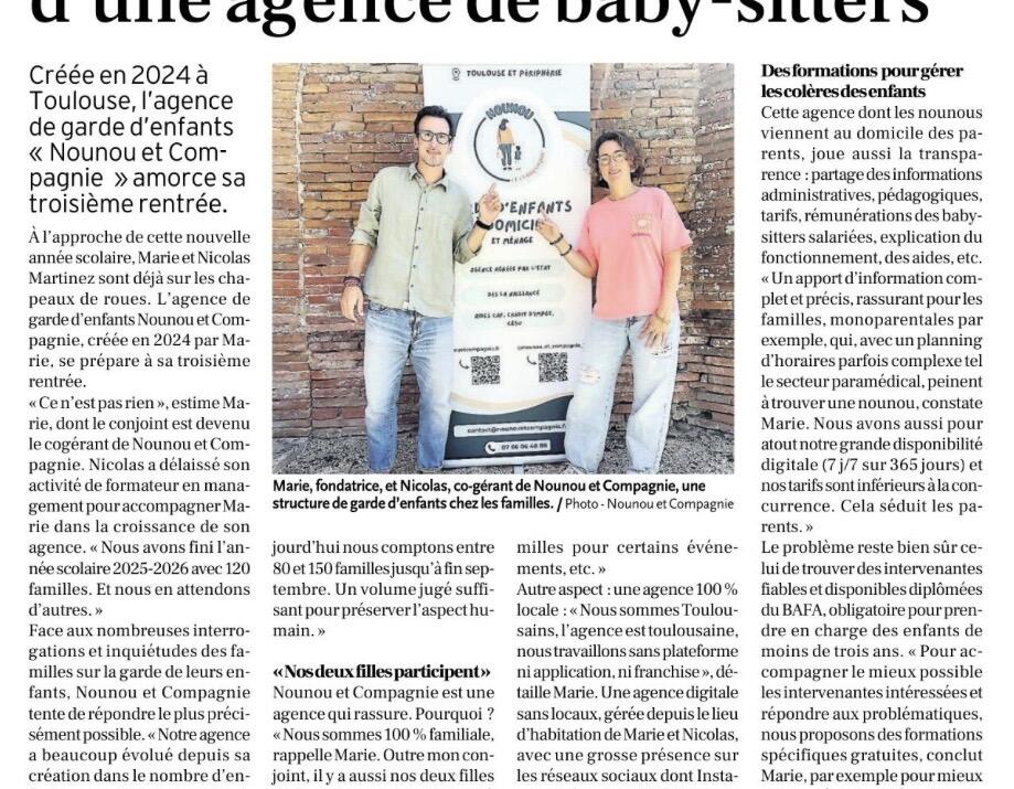 Nounou et Compagnie: article La Dépêche