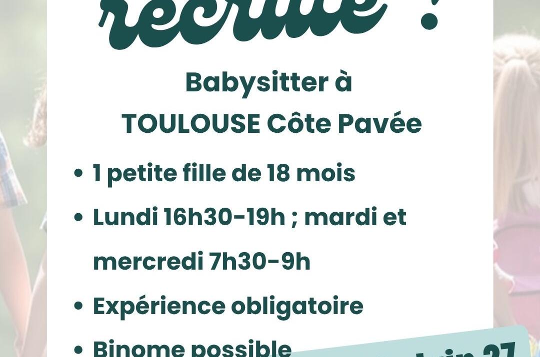 Job étudiant babysitting – Toulouse Côte Pavée