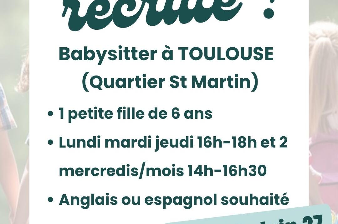 Offre d’emploi baby-sitting – Toulouse Saint-Martin